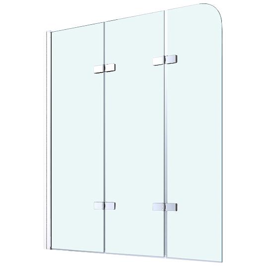 Шторка на ванну, складная, трех секционная, 80x140 см, стекло 5 мм с покрытием, профиль хром, ZZ