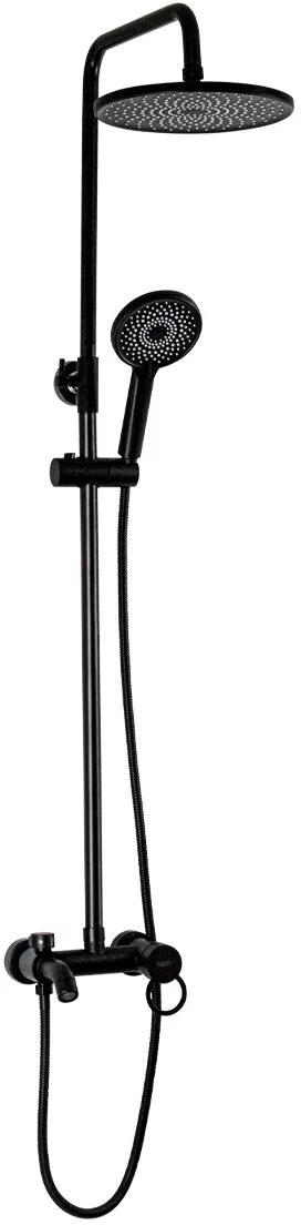 Душевая стойка с изливом и верхним душем, цв.черный ZZ