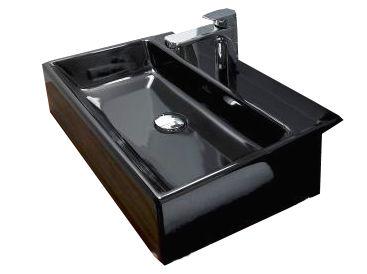 Раковина 800х470мм, 1 отв. д/смес., без перелива, для установки с мебелью, (цв. S0 Black ceramicplus - черный глянец), Memento ZZ