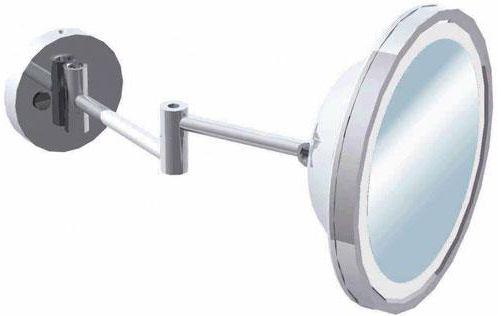 Зеркало косметическое, настенное, выдвижное, d 22,5см, 3-х кратное увеличение, с LED подсветкой 7W, выключатель на основании, (цв.хром), Pomdor XX