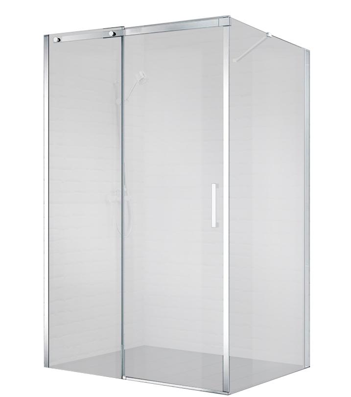 Душевое ограждение 1000x800х1950мм, прямоуг., сдвижная дверь, боковая стенка, правая/левая, (стекло прозрачн.8мм, фурн.цв.хром), Acqua ZZ