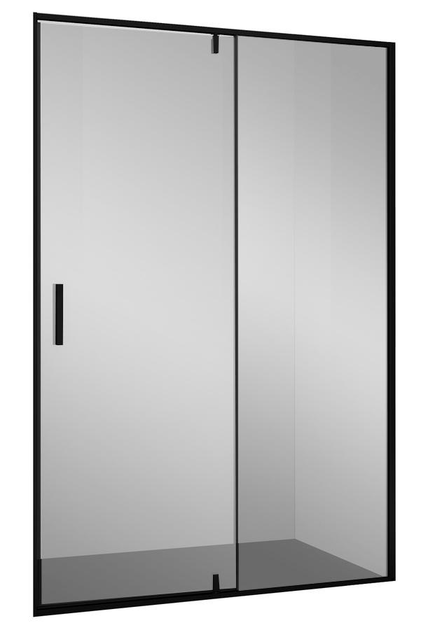 Душевое ограждение в нишу 120х200 см, распашные двери, профиль черный, стекло прозрачное (без боковой стенки при необходимости), без поддона ZZ