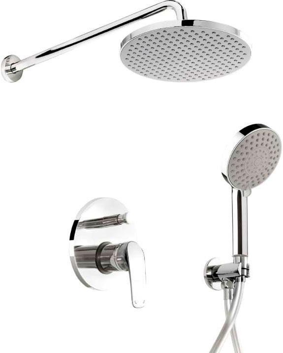 Душевой комплект встраиваемый с внутренней частью, в комплекте : смеситель, верхний/ручной душ, цв. хром