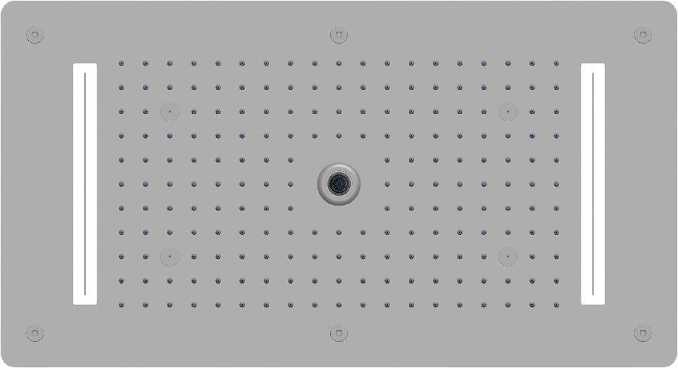 Душ верхний, 700х380мм, встр.в потолок, многофункц., 4 режима, подсветка, пульт ДУ, БЕЗ смесителя с переключат. режимов, (латунь, нерж.сталь), RGW ZZ