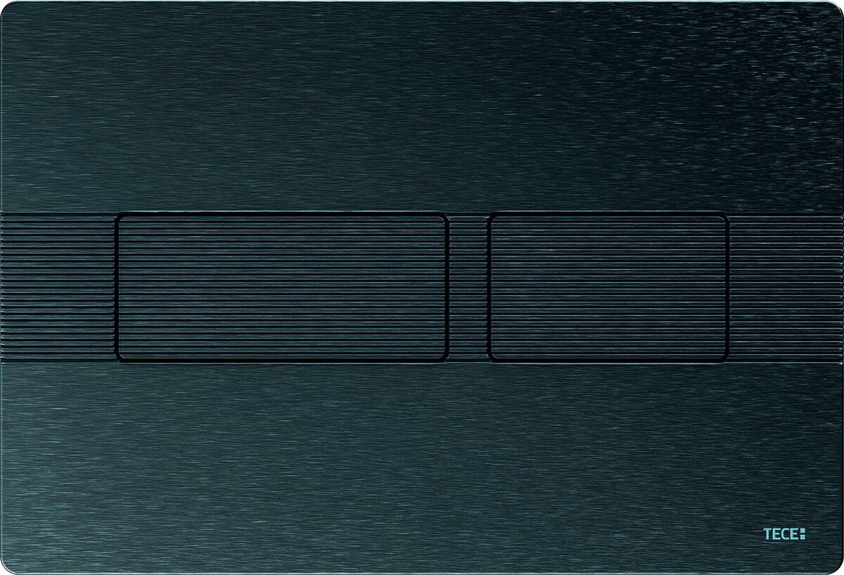 Панель смыва с двумя клавишами, для застенного модуля д/унитаза, (металл, цв.графит, с текстурой линии), TECEsolid ZZ