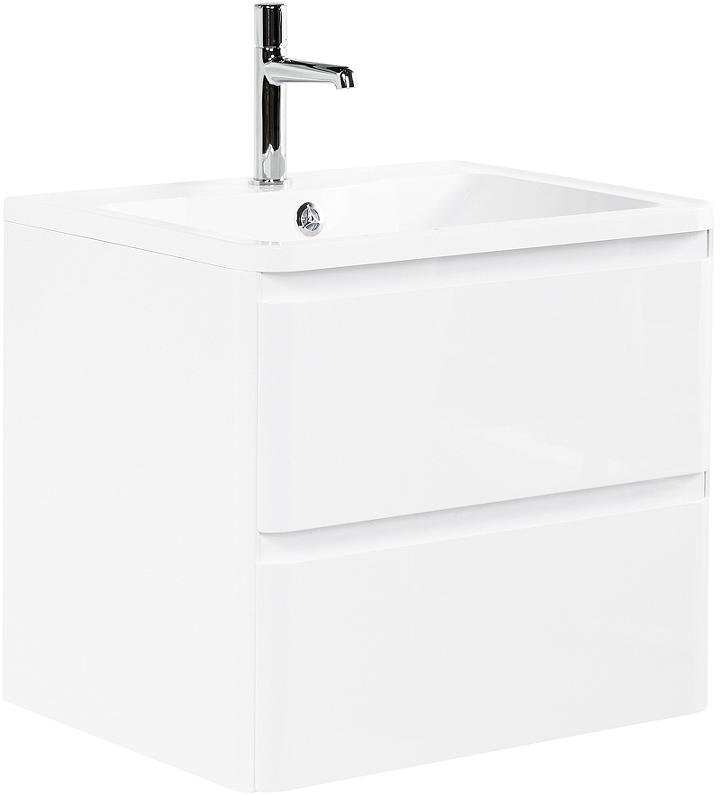 База под раковину подвесная с двумя выкатными ящиками, 700x450x500мм, без раковины,(цв.Bianco Lucido), Albano ZZ