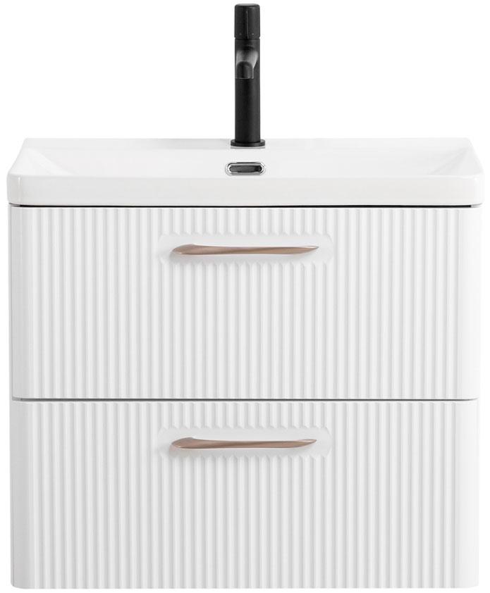 База под раковину подвесная с двумя выкатными ящиками, 600х423х500мм, без ручек и раковины, (цв.Bianco Lucido), Due ZZ