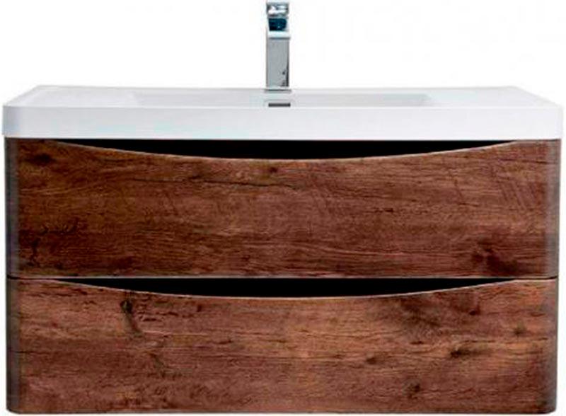 База под раковину подвесная с двумя выкатными ящиками, 900х480хh450мм, без раковины, (цв.Rovere Moro), Ancona XX