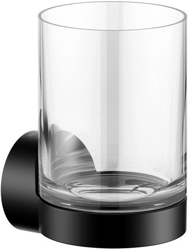 Стакан настенный, (цв.черный матовый, хрусталь прозрачный), Reva ZZ