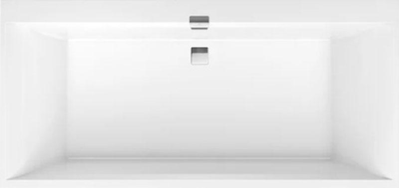 Ванна 1900х900хh450мм, прямоуг. модель, (кварил цв.белый), (ножки пласт. h145-180мм, слив-перелив, крышки цв.белый и хром в комп.,), Squaro Edge 12 ZZ