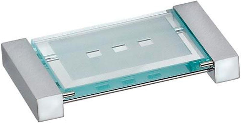 Мыльница настенная стекл. с метал. крепл. 10х16 см (хром), Metric