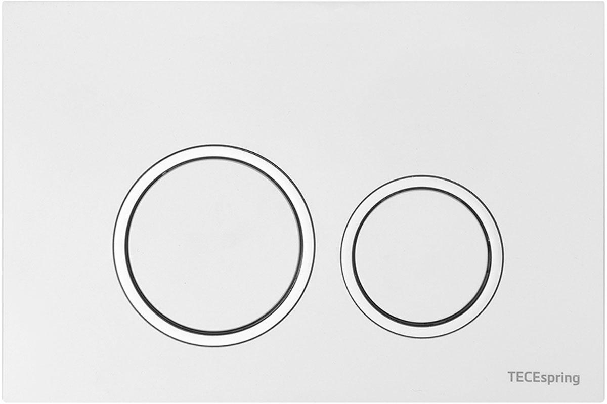 Панель смыва с двумя круглыми.клавишами, для застеного модуля д/унитаза, (цв.белый, кольца цв.хром), TECEspring ZZ