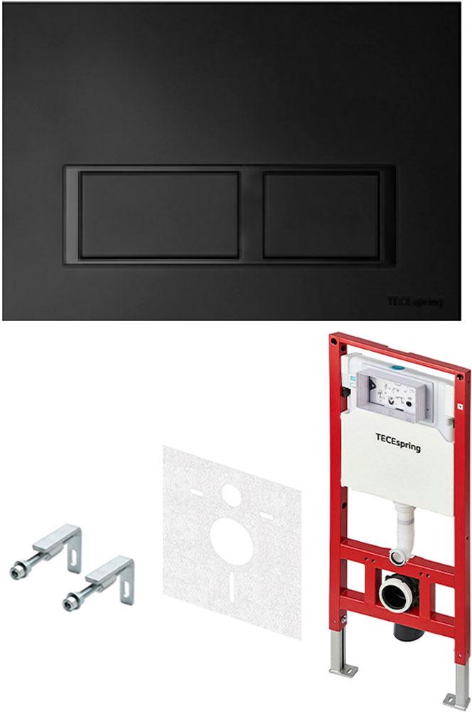 К-т д/установки подвесн.унитаза,(застен.модуль, крепёж, прокладка звукоиз, панель 2-го смыва пластик цв.ЧЕРНЫЙ матовый), TECEspring Base ZZ