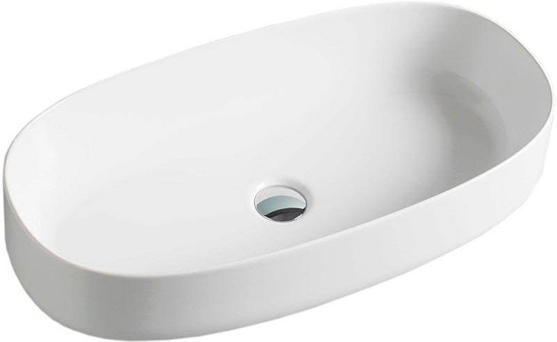 Раковина накладная на столешницу, овальная 680х350хh150мм, без отв.д/смесит., без перелива, (цв. белый), Cognac