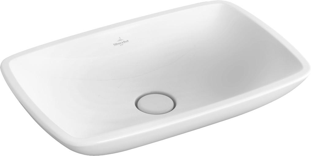 Раковина 585х380мм, для устан. на столешницу, с переливом, керам.пробка,металл.стержень д/пробки,креп,шаблон в комп,(цв.R1 White cer+), Loop & Friends