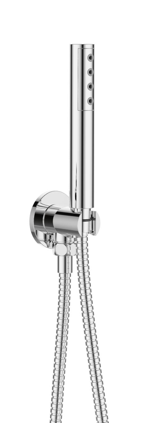Душевой гарнитур (лейка, кронштейн совмещенный со шлангомым подсоединением), (цв.хром), Ancona ZZ