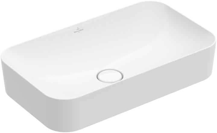 Раковина 600х350хh115мм, прямоуг., накладная, (незапираемый клапан с керамич.крышкой слива, крепёж в компл.), (цв. R2 Star white cer+), Finion ZZ