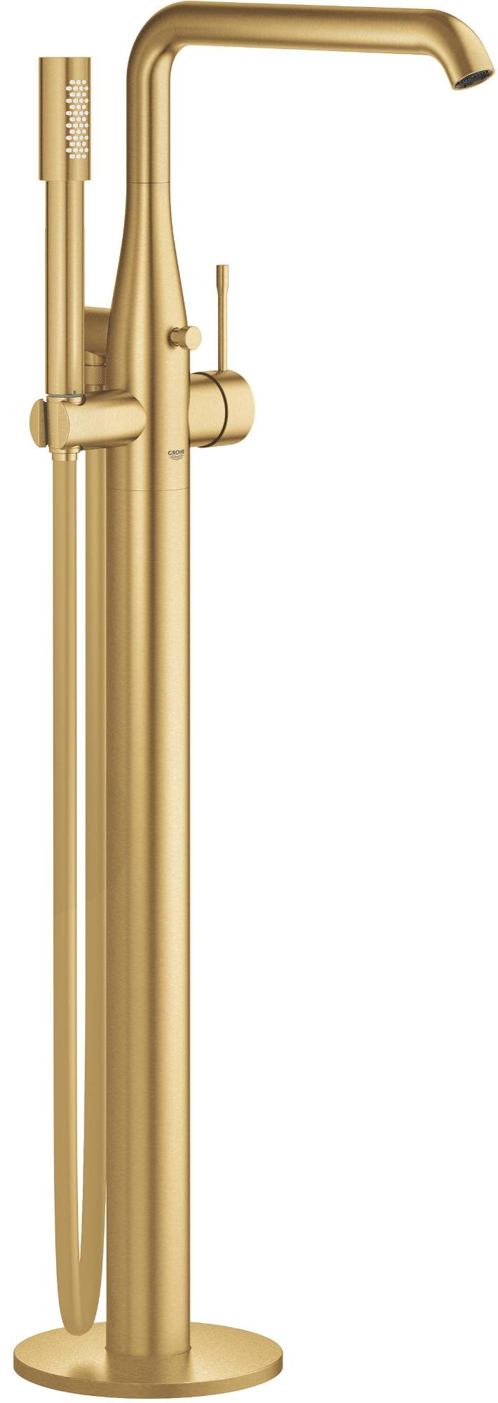 Смеситель для ванны/душа напольный, с аксессуарами, без внутренней части арт.45984001, цв. холодный рассвет матовый (золото) ZZ