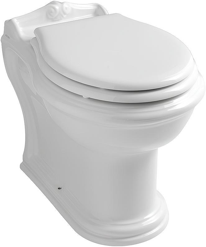 Унитаз напольный, приставной, 59х40см, монтаж со скрытым в стене бачком, без сиденья, крепёж к полу в компл., Jubilaeum ZZ