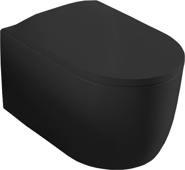 Унитаз подвесной 36х52см, безободковый, БЕЗ сиденья, крепёж в компл., (цв. matt black), Monet ZZ
