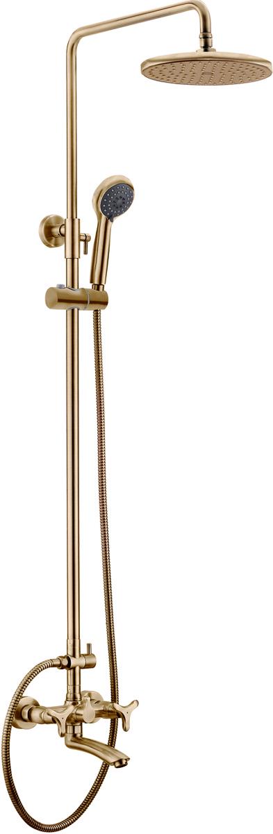 Душевая стойка , высота 130.6 см, ручной душ, верхний душ, смеситель, излив для ванны, цв. бронза глянец ZZ