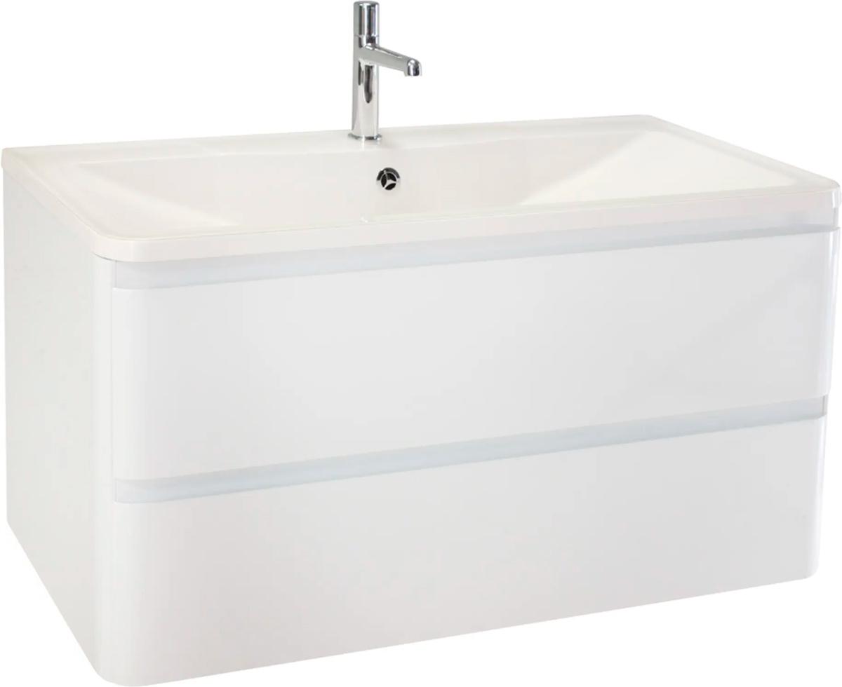 База под раковину подвесная с двумя выкатными ящиками, 1000х455хh570мм, без раковины, (цв Bianco Lucido), Albano ZZ