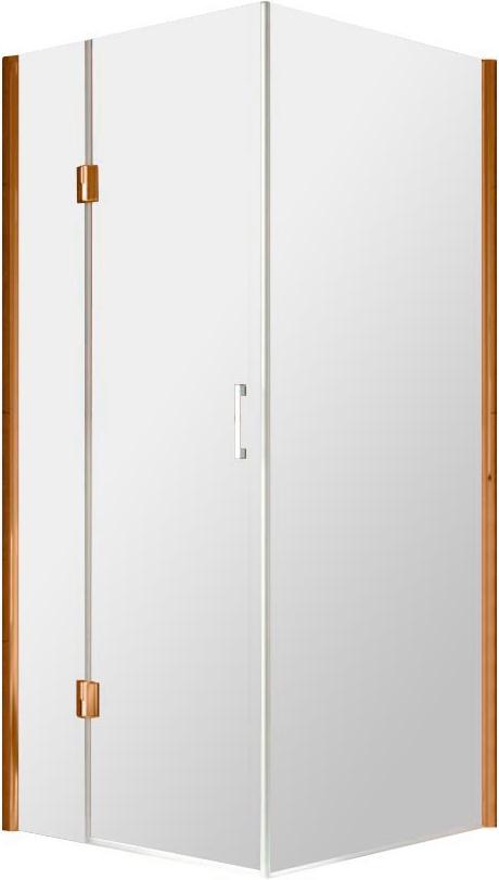 Душевое огражение AFP-fis LUX 120x120x1995 см, угловое квадратное,дверь распашная, левое, профиль бронза, стекло ретро, Покрытие BriteGuard , ZZ