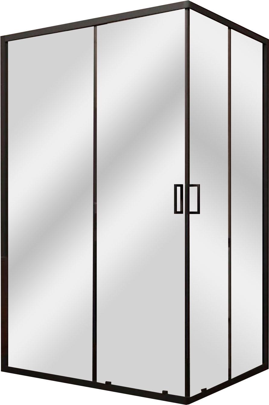 Душевой угол Veconi RV-14 Арт.RV14-10090-01-C5, двери раздвижные, cтекло прозрачное/6мм, профиль чёрный матовый,  ZZ