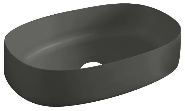 Раковина накладная на столешницу, овальная 55х35хh14,5см, без отв.д/смесит., без перелива, (цв. grey olive), Cognac XXZZ