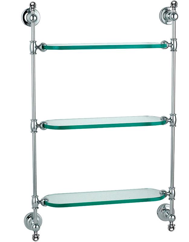 Полочка стеклянная, тройная, настенная, 43х13хh66см, (цв.хром), Serena ZZ