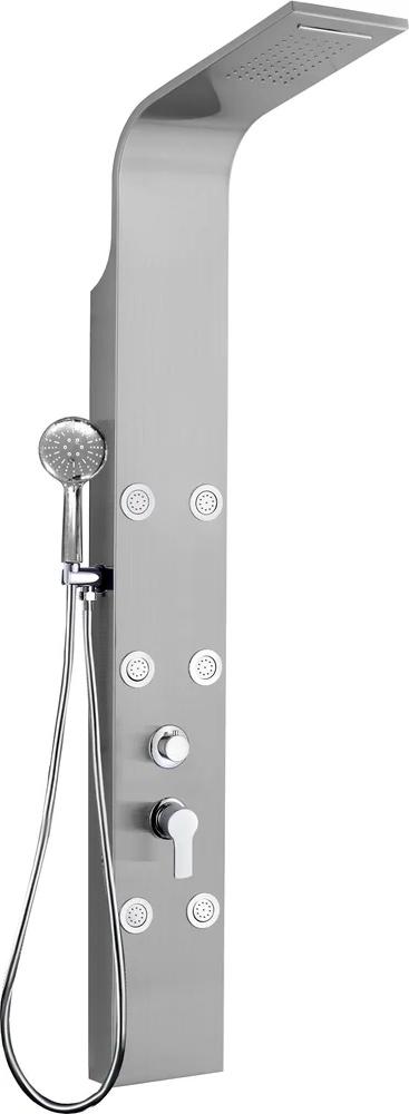 Душевая панель ( верх.душ, 6 г/м форсунок,  ручн.душ, смесит.), хром матовый ZZ