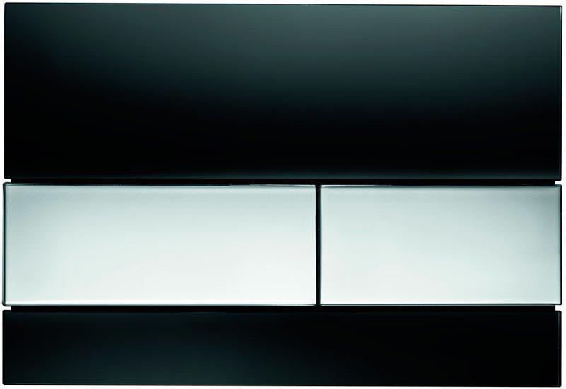 Панель смыва с двумя клавишами, для застенного модуля д/унит., д/горизонт/вертик. установки, (стекло чёрное, клавиши цв. хром глянцевый),TECEsquare ZZ
