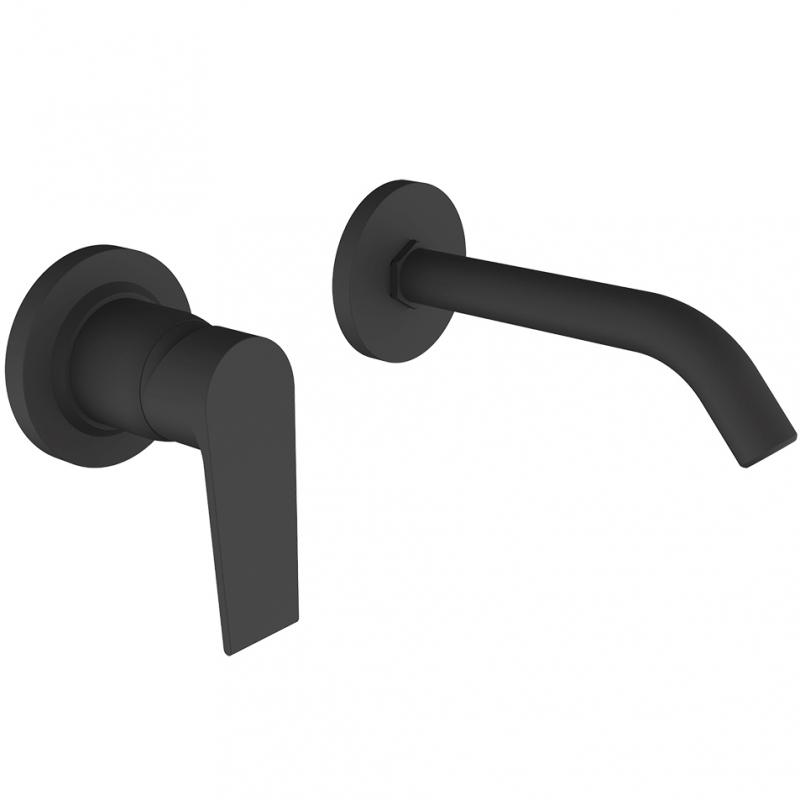 Смеситель для раковины Clever Agora Xtreme настенный на 2 отверстия С ВНУТРЕННЕЙ ЧАСТЬЮ, цв. черный, ZZ