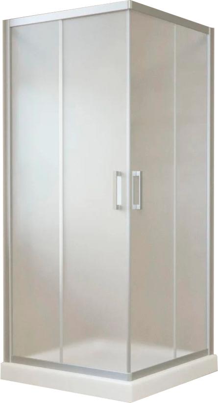Душевое ограждение ZA NOVO 110x110x190 см, двери раздвижные,две створки из центра, профиль матовый хром, стекло сатин, ZZ