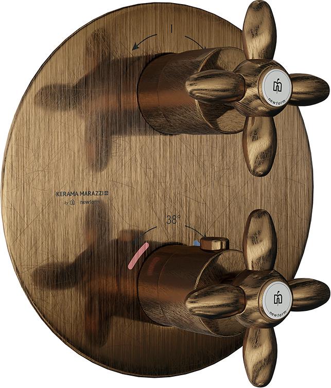 Встраиваемый термостатический смеситель для душа MUSE с регулировкой температуры, потертая бронза ZZ