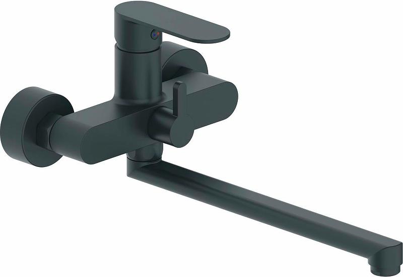 Смеситель для ванн с душем Haiba HB22590-7, аксссуары в компл., цв. черный матовый, ZZ