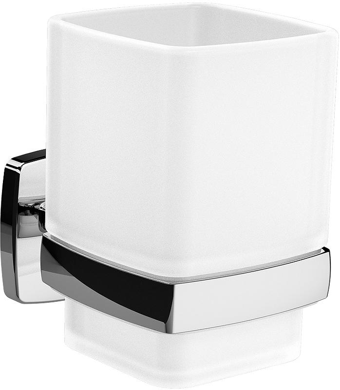 Стаканчик стеклянный настенный, хром, Gem