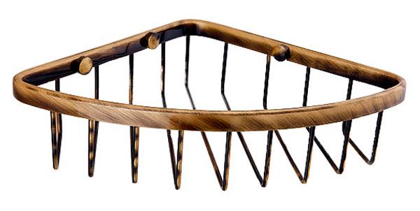 Полочка-решётка 19х19хh10см, угловая настенная (цв.бронза), крепл.в компл., Andrea ZZ