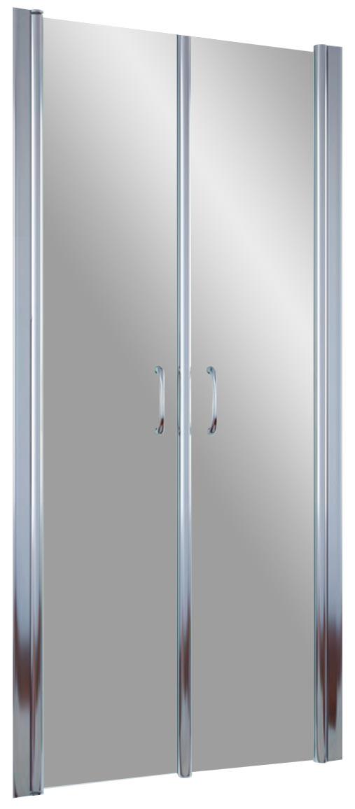 Душевое ограждение 90*90*190 двустворчатое, левая, распашные двери, профиль матовый хром, стекло прозрачное ZZ