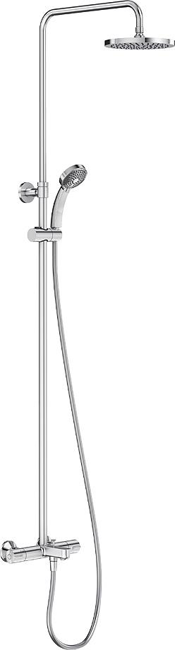 Душевая система с термостатом и изливом (ручной душ+верхний душ 200мм+шланг 1600мм+штанга h-109см), хром ZZ