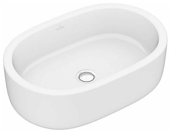 Раковина для установки на столешницу, овальная 600х400хh170мм, без отверстия для смесит., с переливом, креп в компл,(цв.R1 white cer+),Architectura ZZ