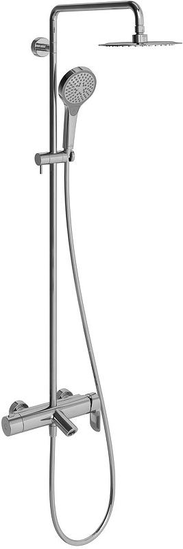 Смеситель для ванны/душа со стационарным верхним душем d200мм., душевая лейка 3 режима струи, шланг в компл., (цв.хром), Embrace ZZ