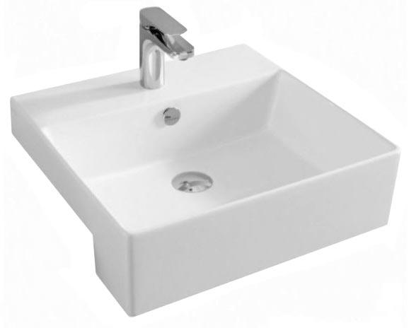 Раковина полувстраиваемая, прямоугольная, 500х480мм, с 1 отв.д/смесит., с переливом, (цв. белый), Quadro ZZ