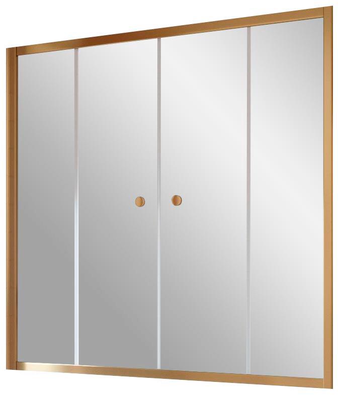 Шторка на ванну Z2V, 180x140 см, раздвижная, профиль бронза, стекло шиншилла ZZ