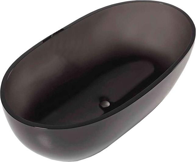 Ванна 1670x860xh530мм, отдельностоящая, встроен.слив-перелив., нажимной донный клапан в компл., (литой камень Cristalmood цв.Fume/Black Mat),Reflex ZZ