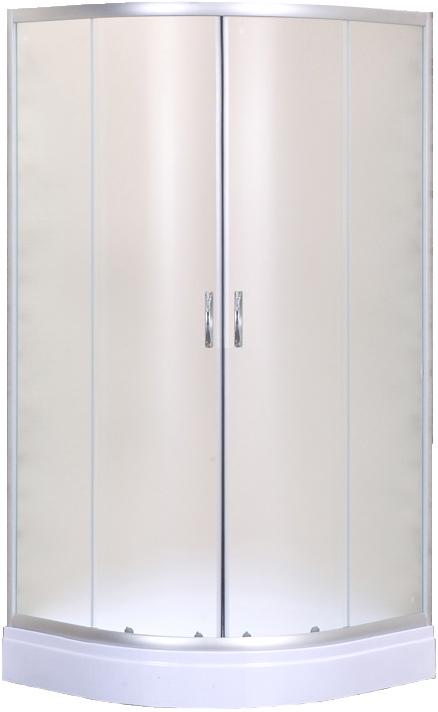 Душевая ограждение 80х80х195 см, четверть круга , низкий поддон в компл.13 см, стекло, металл, пластик, ZZ