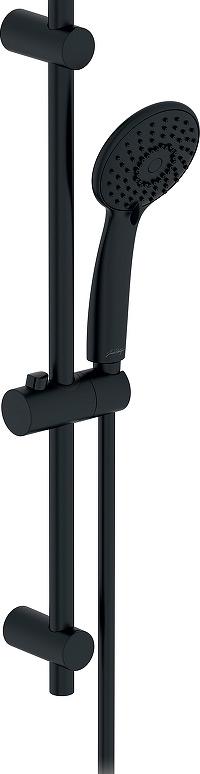 Душевой гарнитур Jacob Delafon Oscar E29848-BL, лейка - 3 режима, штанга, держатель, цв. черный матовый