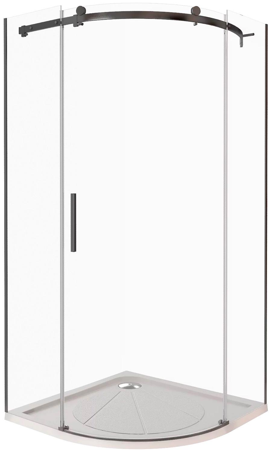 Душевое ограждение Good Door (BAS) GALAXY R-90-C-B, 90х90х195 см, одностворчатое, четверть круга, стекло прозрач. профиль черный ZZ