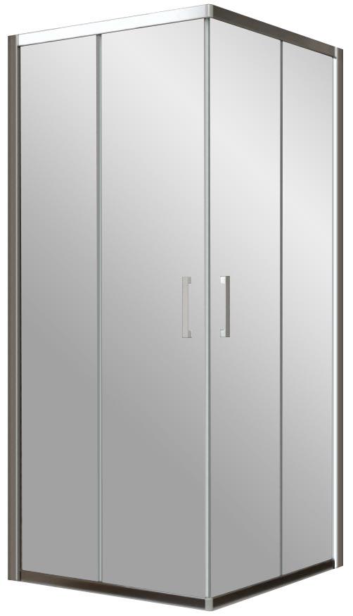 Душевое ограждение ZA 90x90x190 см, двери раздвижные, БЕЗ поддона, профиль матовый хром, стекло сатин, БЕЗ покрытия, ZZ