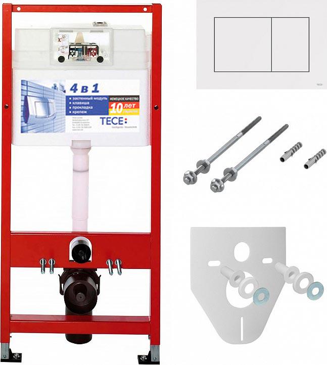 Комплект для установки подвесного унитаза,(застенный модуль,крепёж,прокладка звукоизол.,панель 2-го смыва TECEnow пластик цв.БЕЛЫЙ глян),TECEbase 2.0